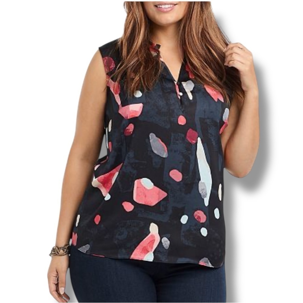 NIC +ZOE Kaleidoscope Tank - Black Multi XXL